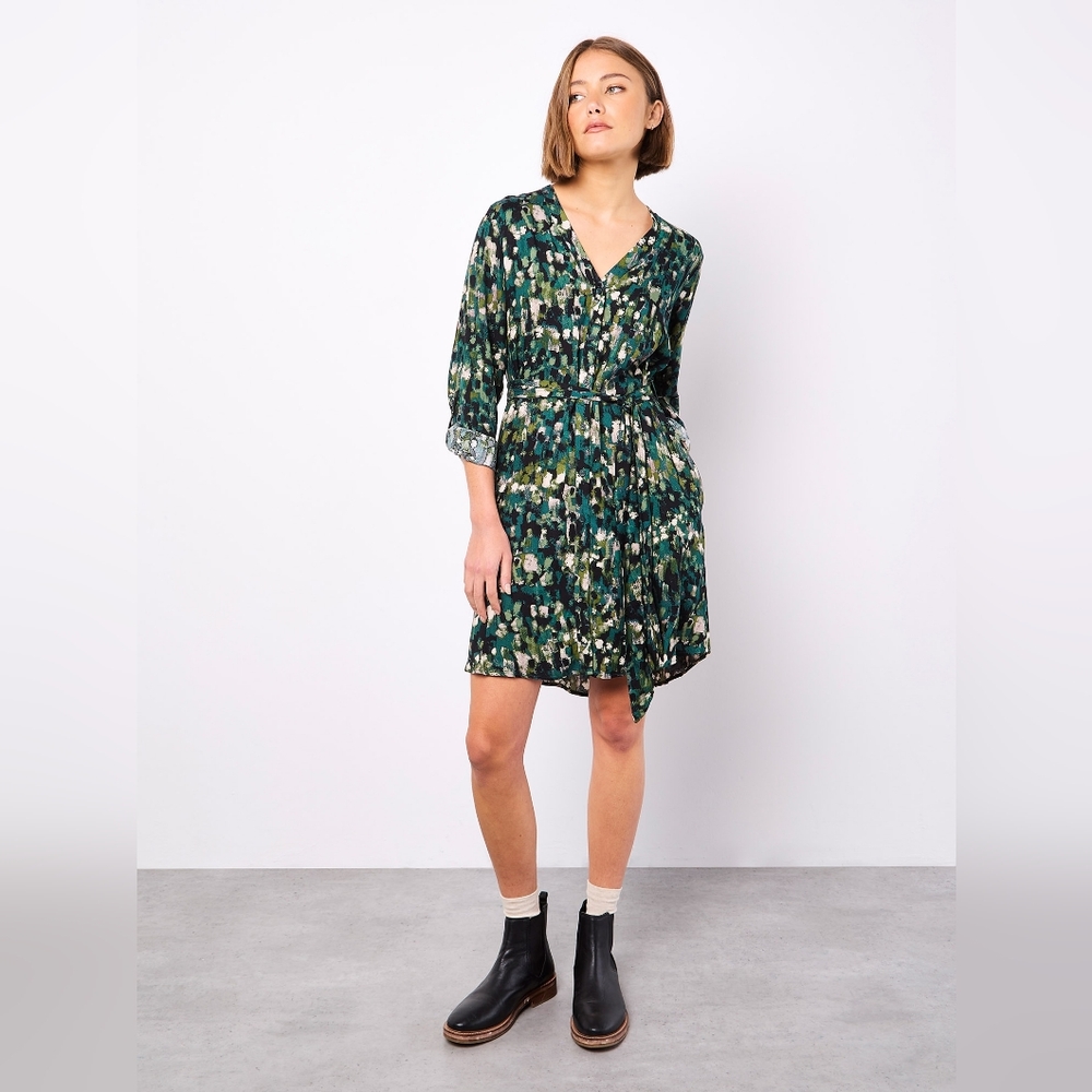 Brushstroke Print Shirtdress